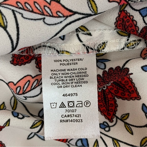 LOFT Round Ruffle Keyhole Tie Neck Floral Blouse- S - Picture 9 of 9